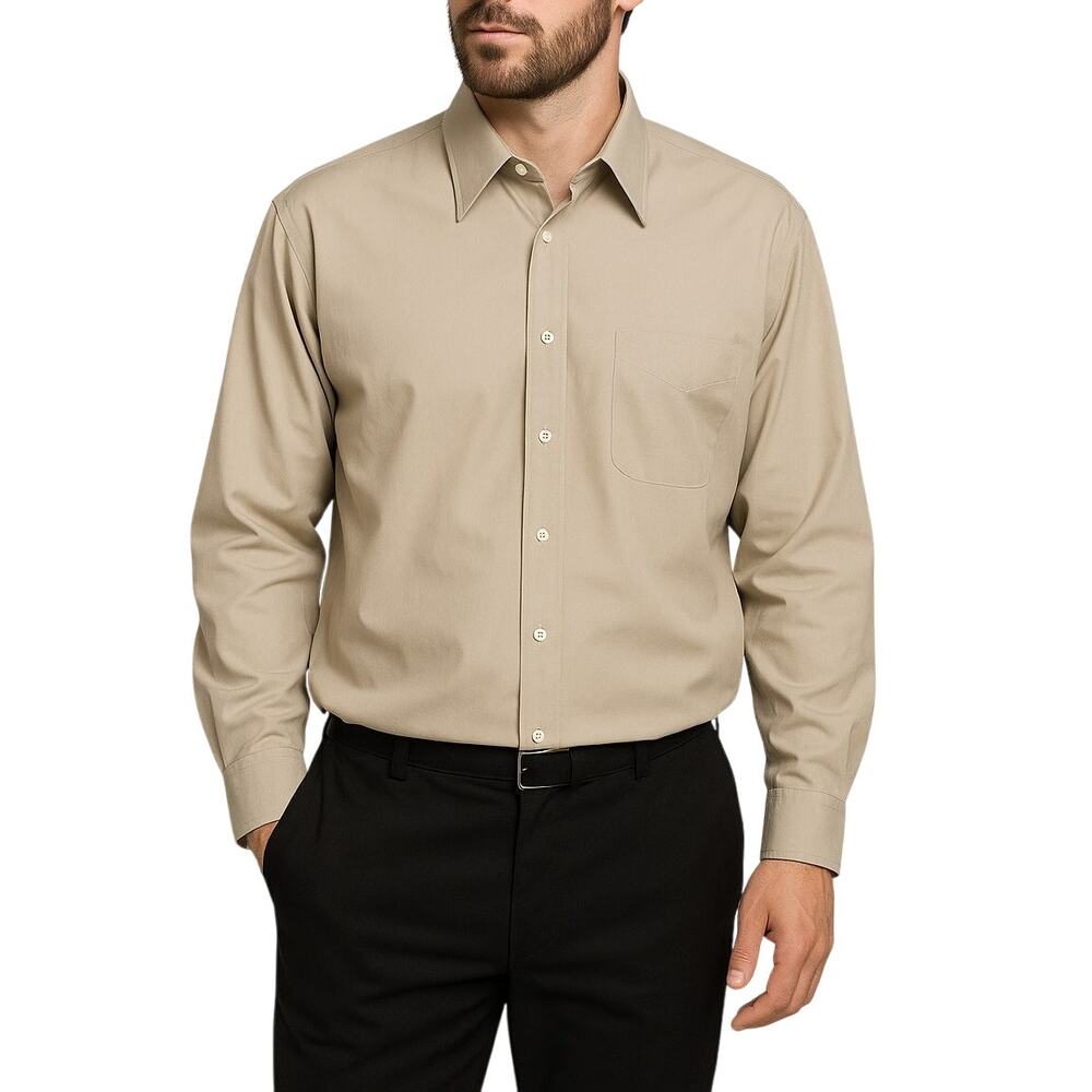 Jos. A. Bank Tan Plaid Button Down Dress Shirt 16.5 33